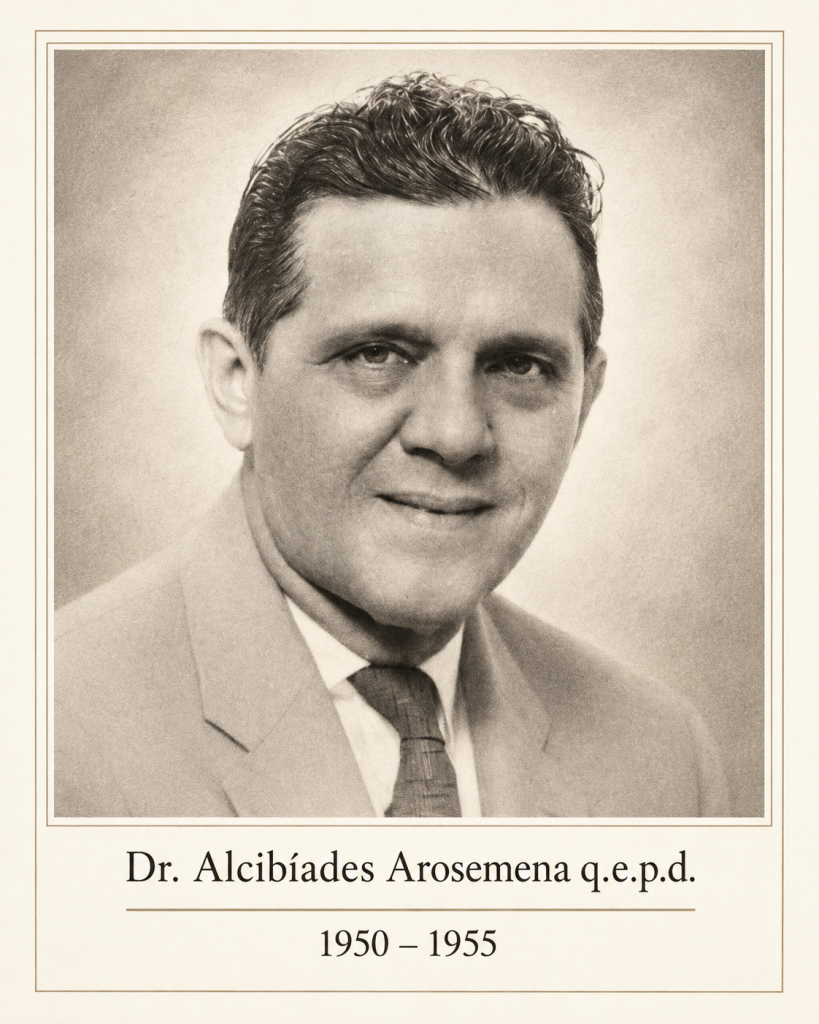 Recreación editorial que representa al Dr. Alcibíades Arosemena, presidente de la asociación panameña de médicos veterinarios de 1950 a 1955, a partir del archivo fotográfico de la APMV.