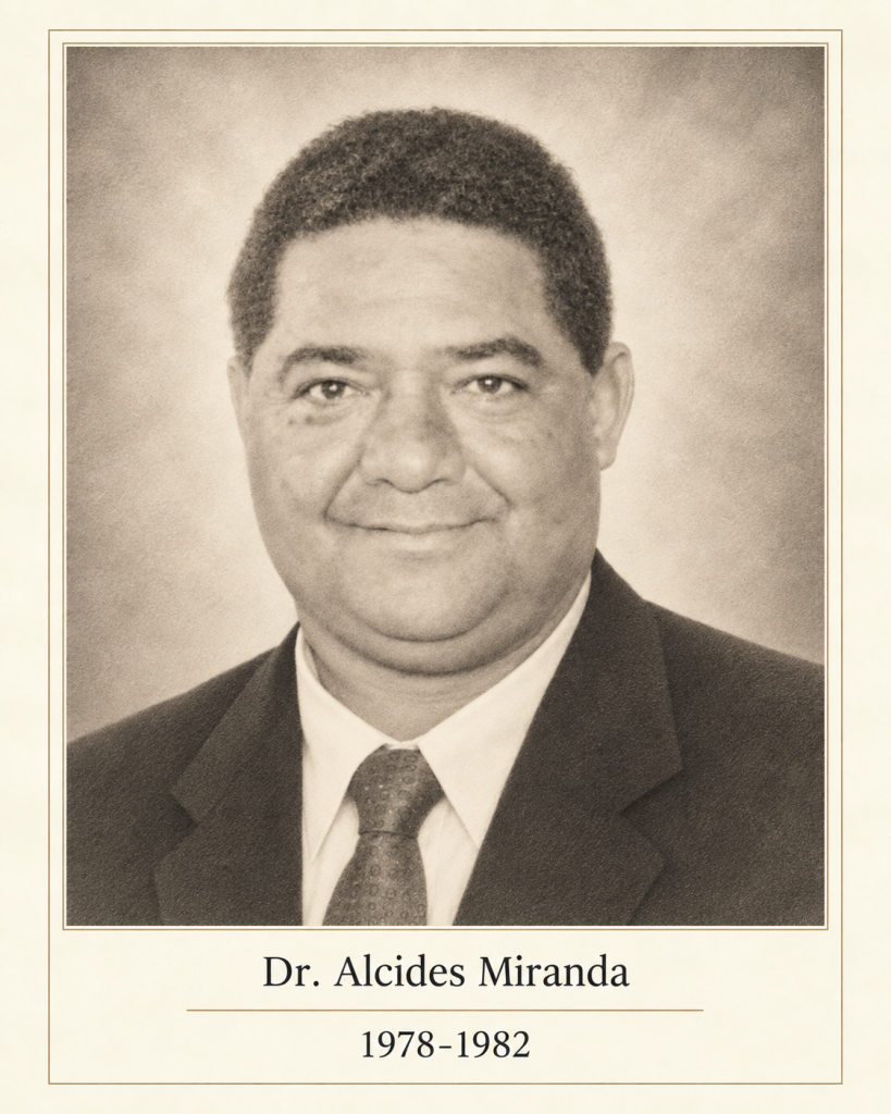 Recreación editorial que representa al Dr. Alcides Miranda, presidente de la asociación panameña de médicos veterinarios de 1978 a 1982, a partir del archivo fotográfico de la APMV.