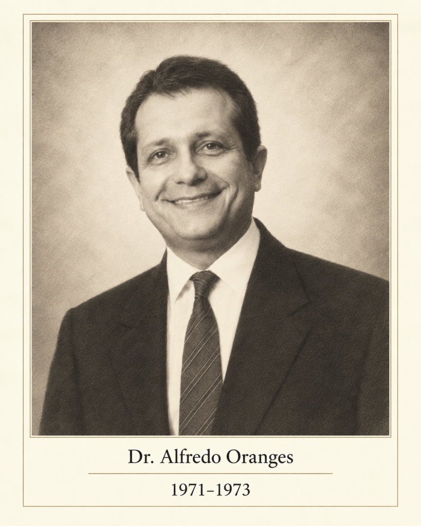 Recreación editorial que representa al Dr. Alfredo Oranges, presidente de la asociación panameña de médicos veterinarios de 1971 a 1973, a partir del archivo fotográfico de la APMV.