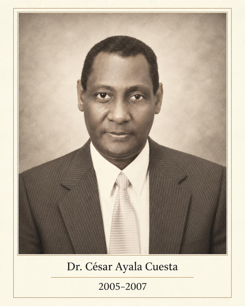 Recreación editorial que representa al Dr. César Ayala Cuesta, presidente de la asociación panameña de médicos veterinarios de 2005 a 2007, a partir del archivo fotográfico de la APMV.
