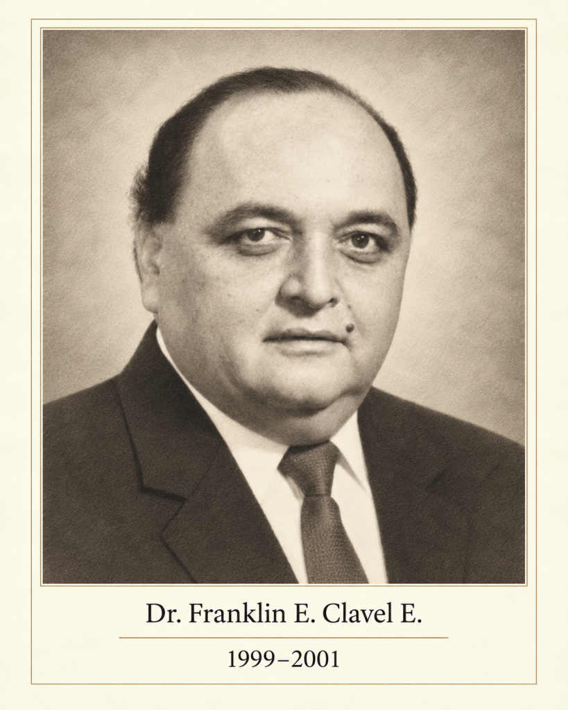 Recreación editorial que representa al Dr. Franklin E. Clavel L., presidente de la asociación panameña de médicos veterinarios de 1999 a 2001, a partir del archivo fotográfico de la APMV.