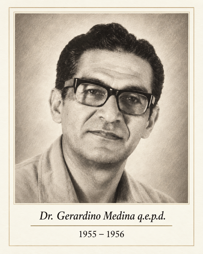 Recreación editorial que representa al Dr. Gerardino Medina, presidente de la asociación panameña de médicos veterinarios de 1955 a 1956, a partir del archivo fotográfico de la APMV.