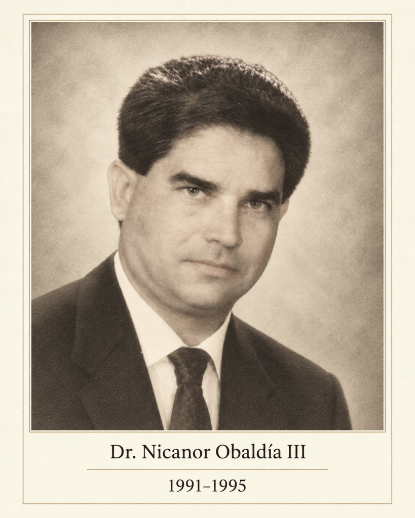 Recreación editorial que representa al Dr. Nicanor Obaldía III, presidente de la asociación panameña de médicos veterinarios de 1991 a 1995, a partir del archivo fotográfico de la APMV.