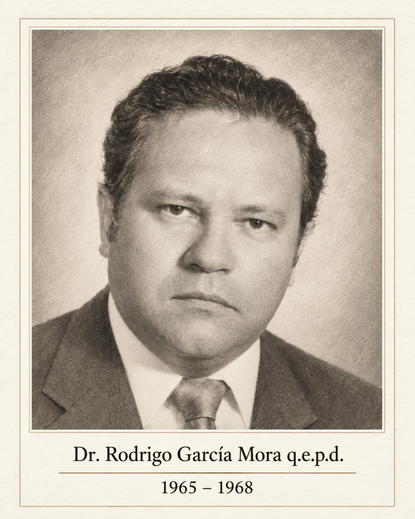 Recreación editorial que representa al Dr. Rodrigo García Mora, presidente de la asociación panameña de médicos veterinarios de 1965 a 1968, a partir del archivo fotográfico de la APMV.
